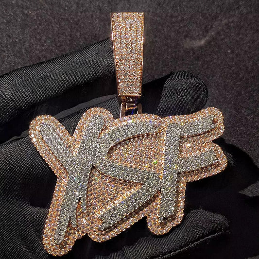 ✨ Rose Gold Iced Out Custom 3D Hip Hop Jewelry Set w/ Chain