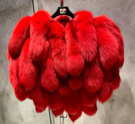 Luxe Foxtail Short Fur Jacket ✨ Statement Glam Outerwear
